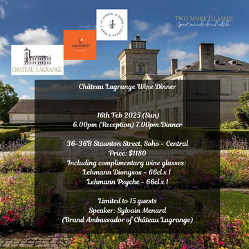 [Wine Dinner] Chateau Lagrange x Le Jardin à Soho Dinner with Sylvain Menard (16-Feb)