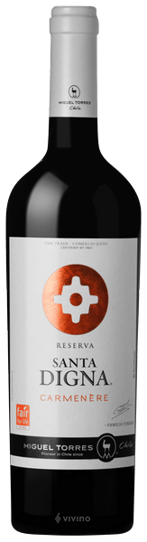 Miguel Torres Santa Digna Reserva Carmenere 2016 (1x75cl) - TwoMoreGlasses.com