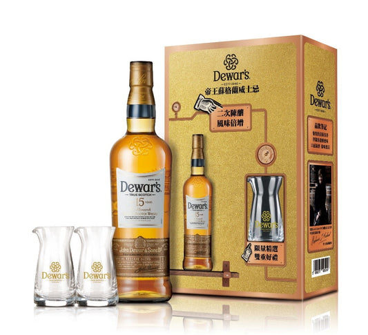 Dewar's 15 Year Old Giftset (1x75cl) - TwoMoreGlasses.com